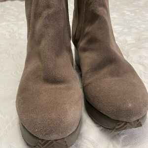 Volatile Taupe Suede Heeled Boots